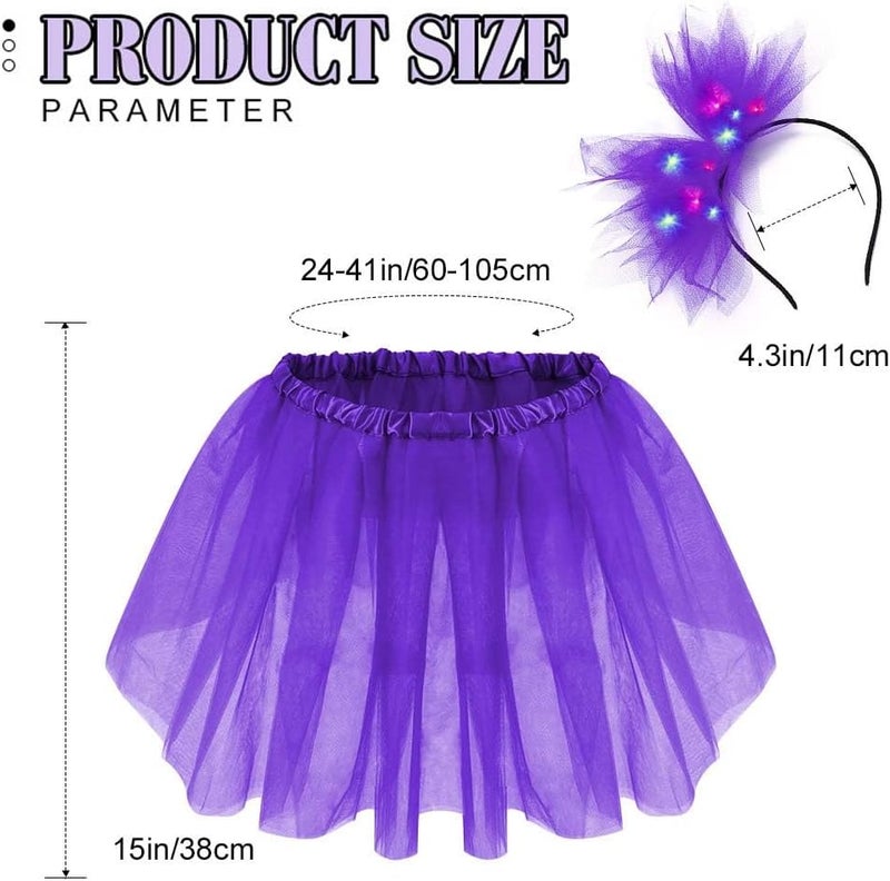 TWINKLEDE Women Tutu Skirt with Led Headband Classic 4 Layered Tutus Christmas Costume Skirts for Adult - Image 5